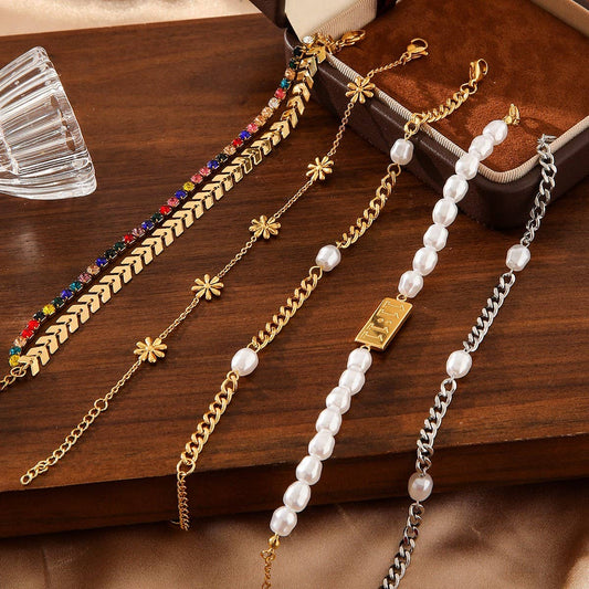 PASTORAL STYLE SMALL FLOWER PEARL BRACELET_CWMM3726