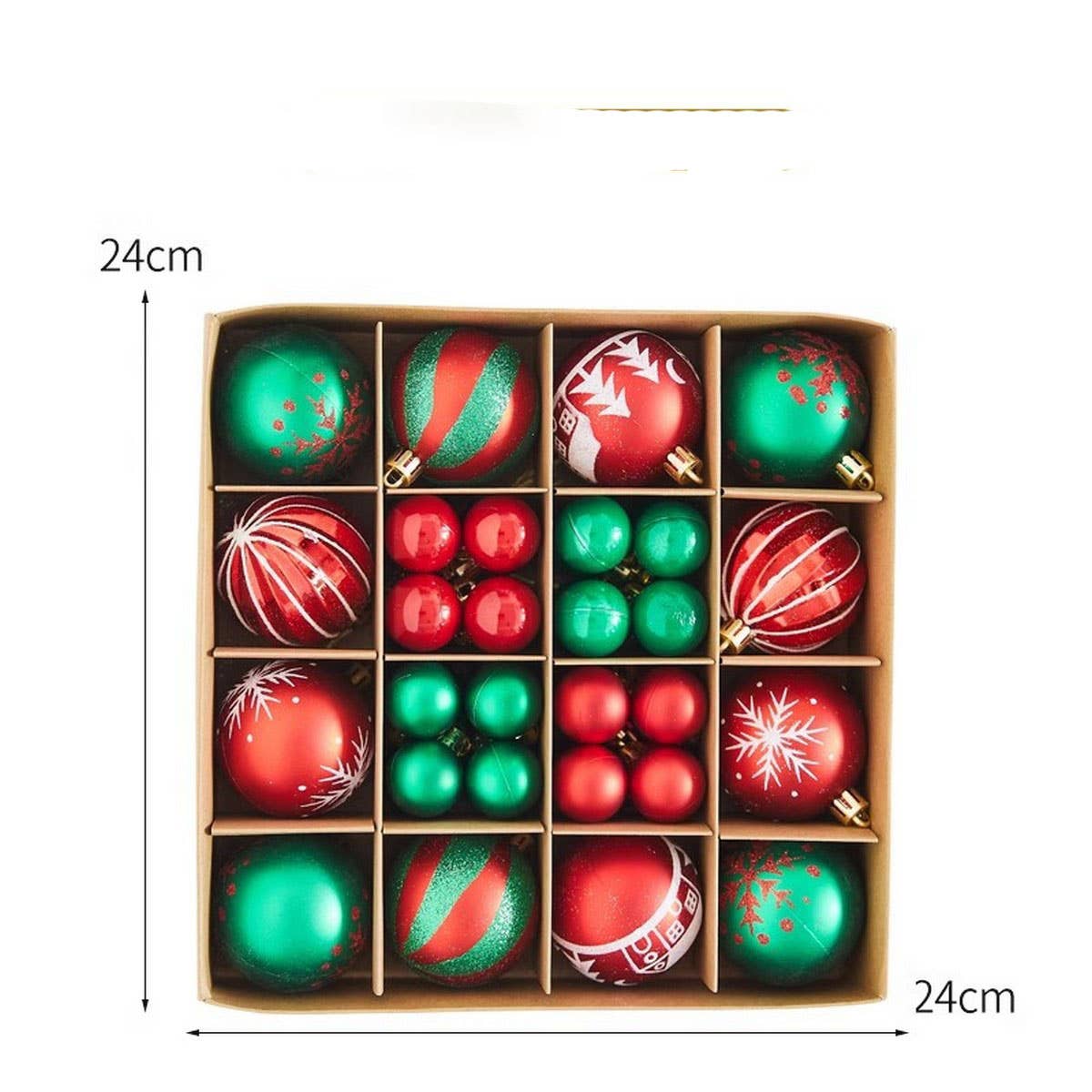 CWMM10427_36PCS CHRISTMAS TREE ORNAMENTS SHINY BAUBLES SET