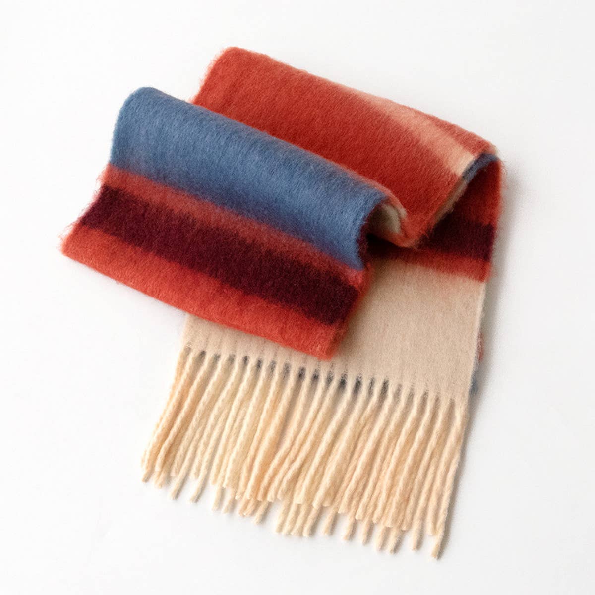 Dopamine Rainbow Scarf - Fuzzy Plaid Winter Wrap