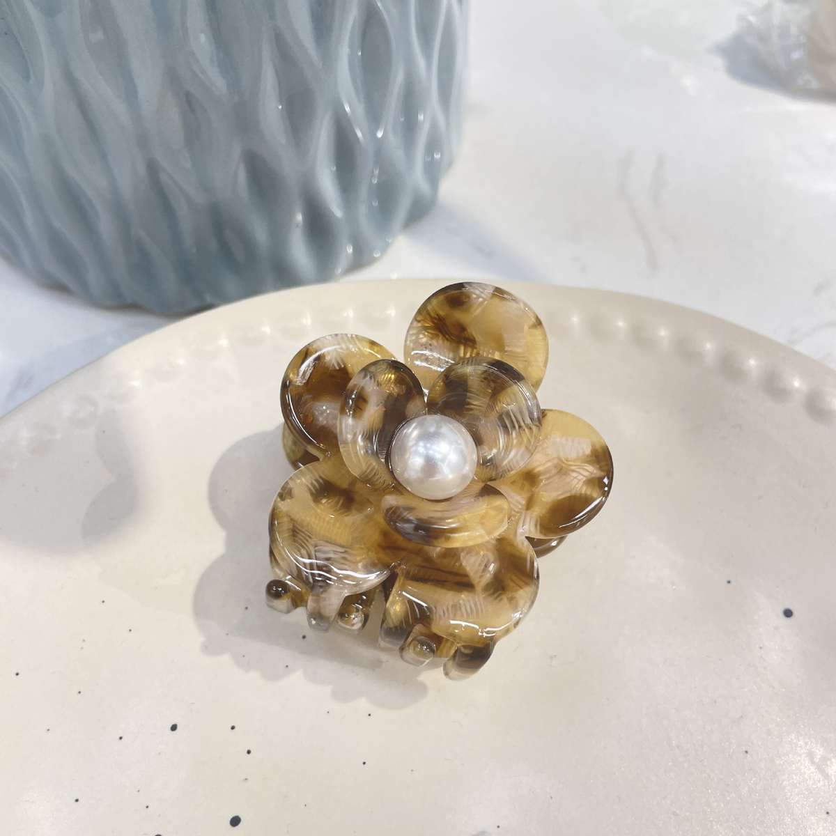 loral Pearl Hair Claw, Rhinestone Elegant Clip