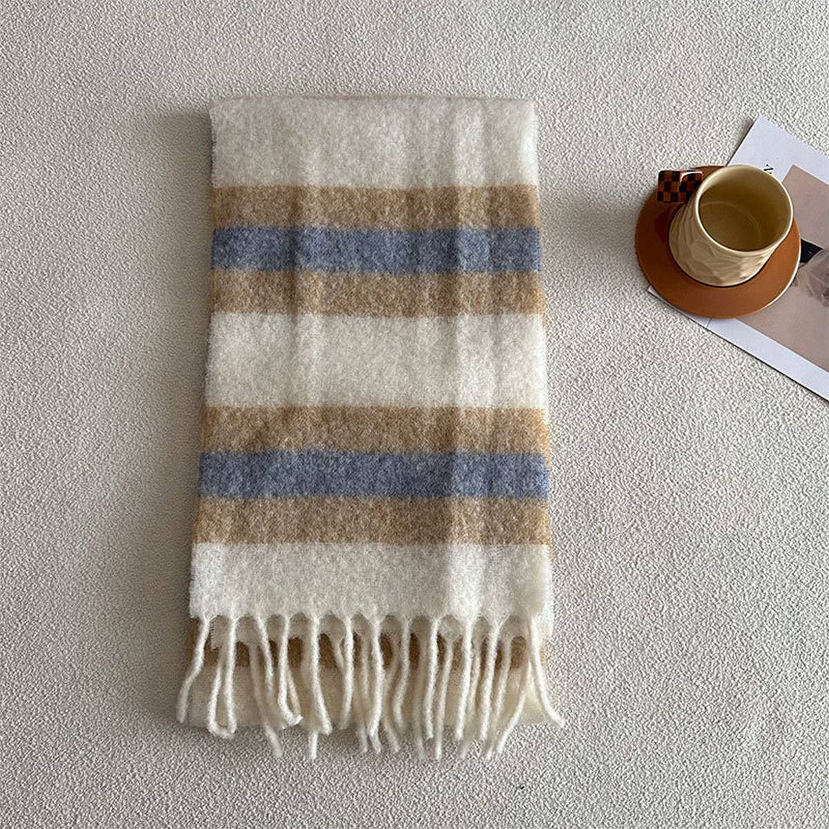 Wool Scarf for Winter ??Reversible Checkered Shawl_CWASC2327