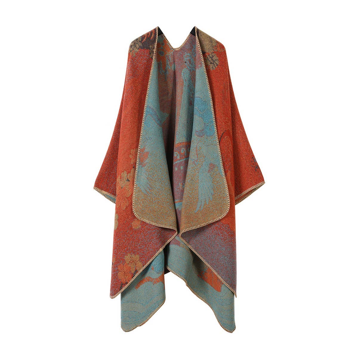 SHAWL VINTAGE SCARF FAUX CASHMERE SLIT WARM CAPE