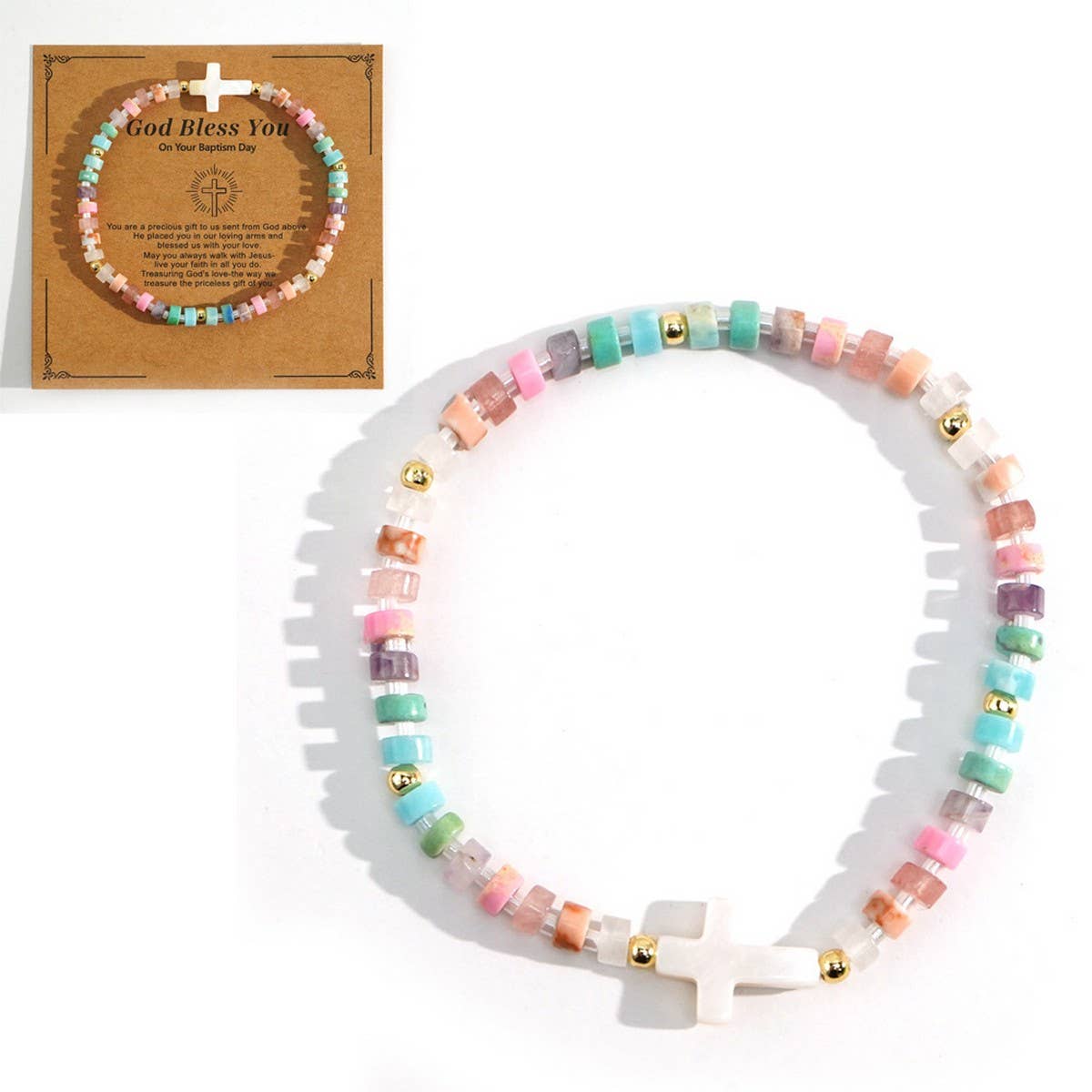VERSATILE SWEET IRON GALLSTONE SHELL CROSS BRACELET