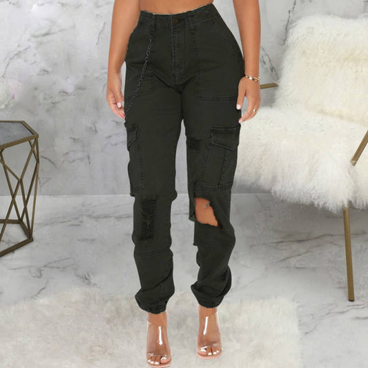 WOMEN FASHIONABLE CASUAL SLIM FITTING CARGO PANTS_CWBLP0355