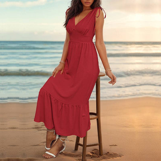 Ice silk draping dress