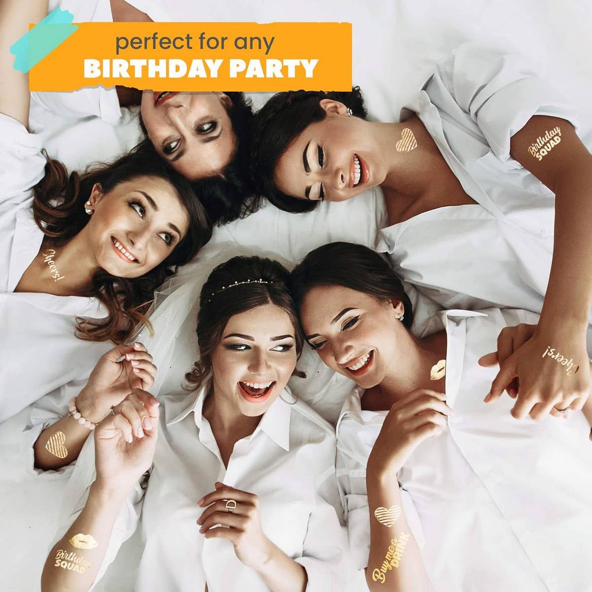 Gold Foil Birthday Party Metallic Tattoo Stickers