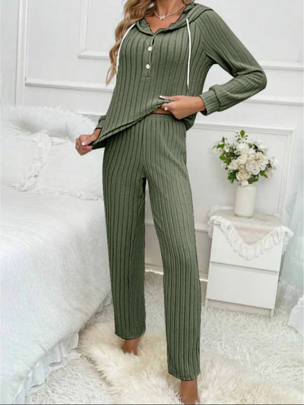 PIT WOOLEN HOODED TOP FASHION TROUSERS HOME SUIT