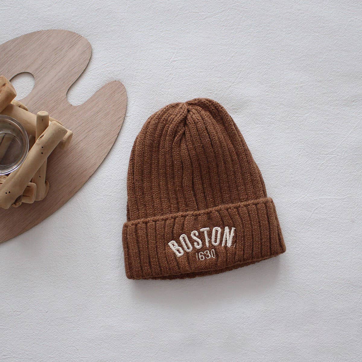 VERSATILE LETTER VERTICAL STRIPED KNITTED HAT_CWAH2924