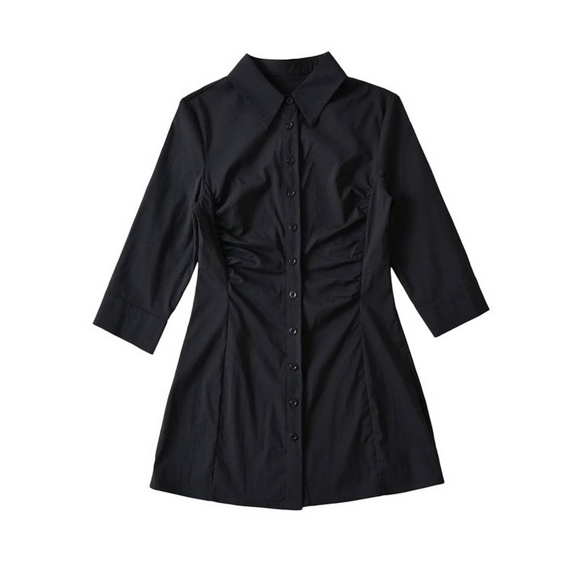 One-breasted shirt dress with POLO neck and waist