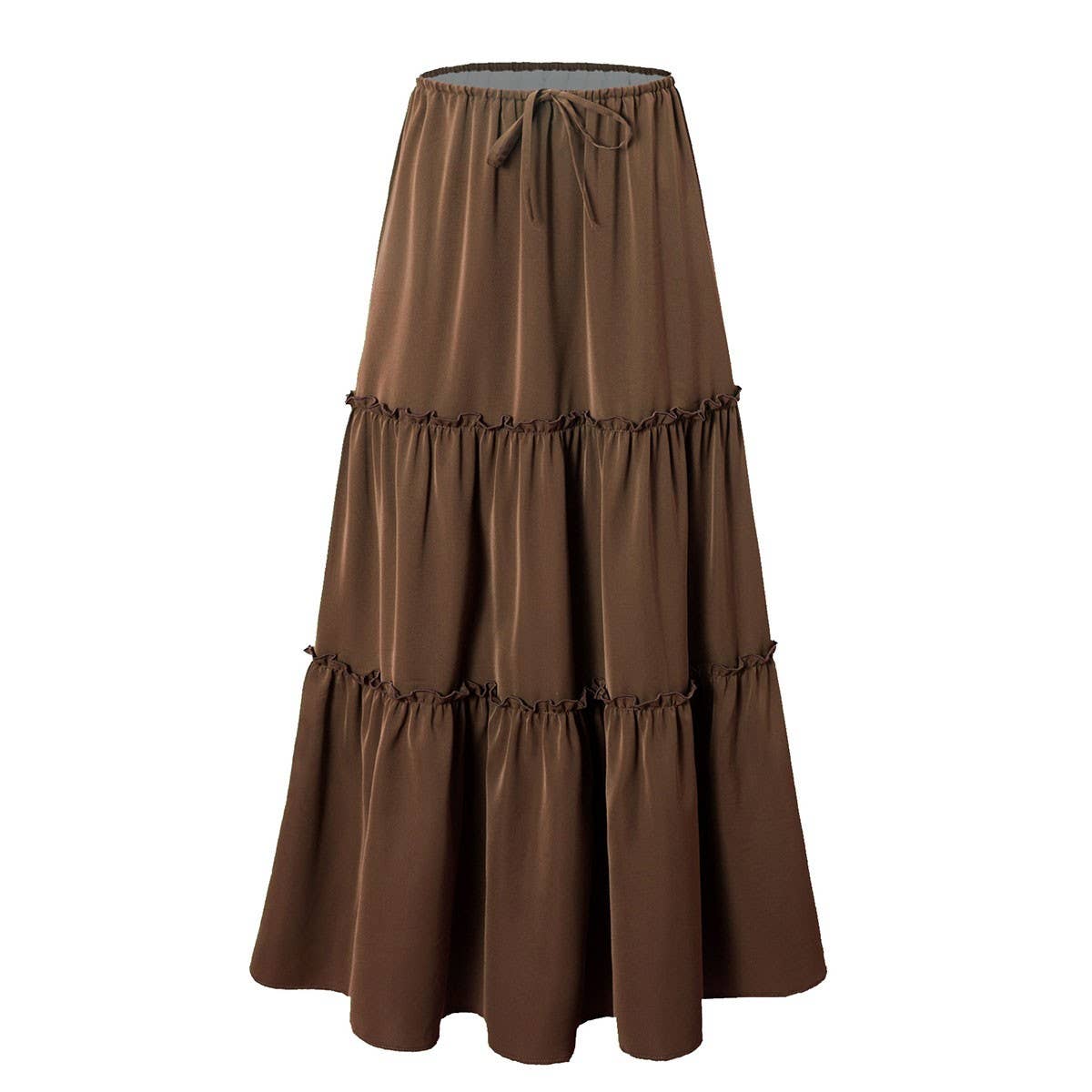 HIGH WAIST ELASTIC MAXI SKIRT WITH ADJUSTABLELACES