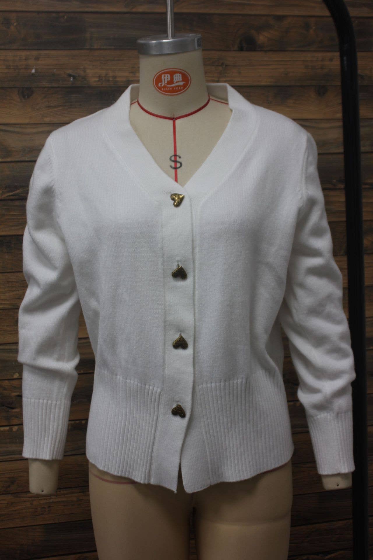 V-neck elegant loose solid-color knit cardigan