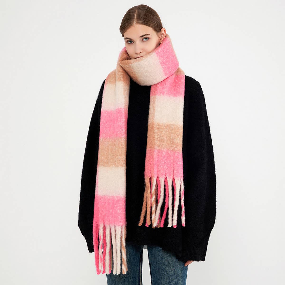 New Plaid Tassel Scarf for Women - Winter Warmth