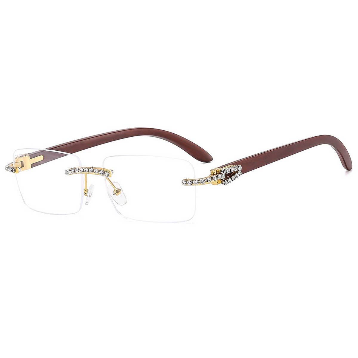 Rhinestone Frameless Square Sunglasses for Women