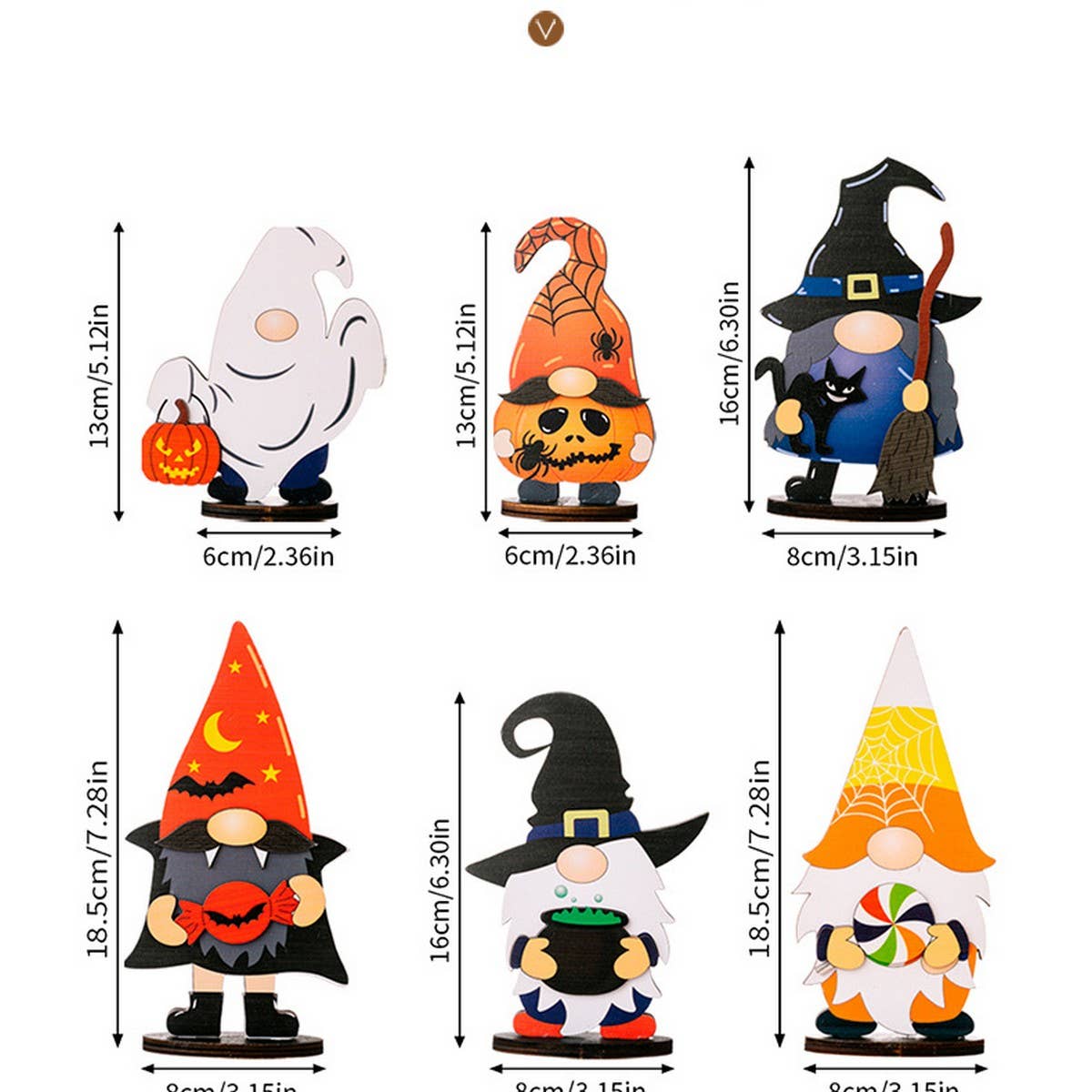 CWMM10256_HALLOWEEN WOODEN GNOME GHOST MINI DECORATION