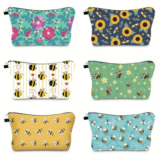 BEE PATTERN DOUBLE-SIDED PRINTED COSMETIC BAG_CWAB2258