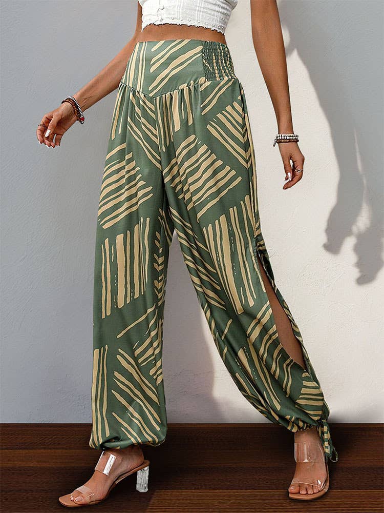 SPLIT BOHEMIAN WAIST SKINNY PANTS