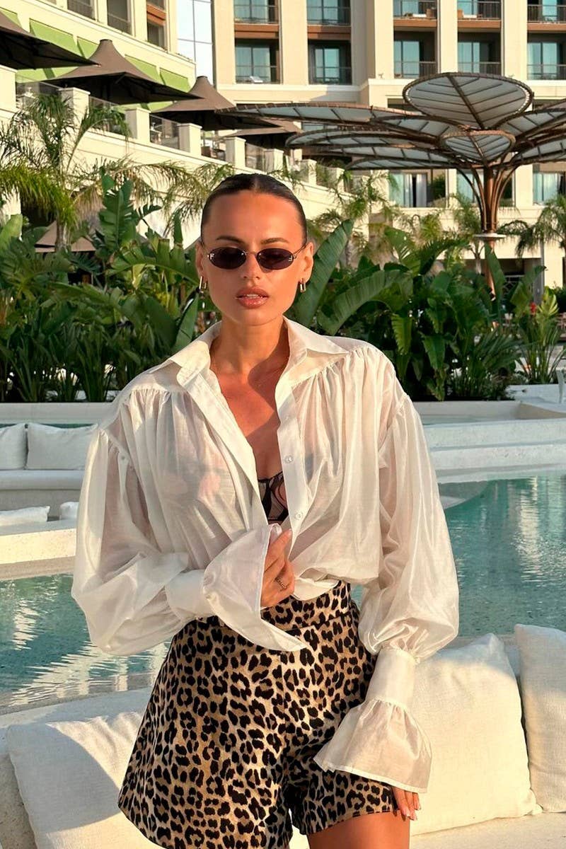 CWBSP0504_VINTAGE HIGH-WAISTED A-LINE LEOPARD SHORTS