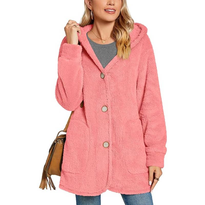 Fleece Button Pocket Cardigan Casual Coat