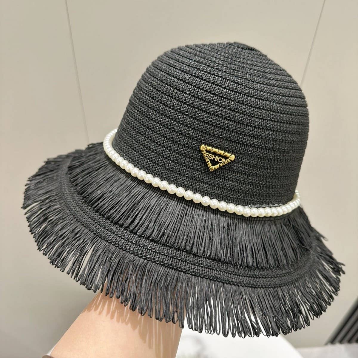 Summer beach vacation tassel straw hat_CWAH3511