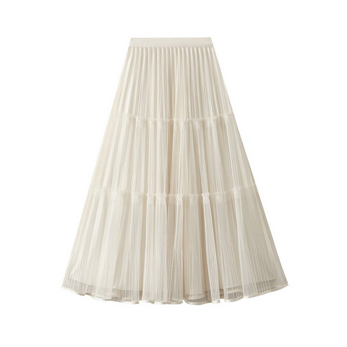 Reversible High-Waist A-Line Mesh Midi Skirt