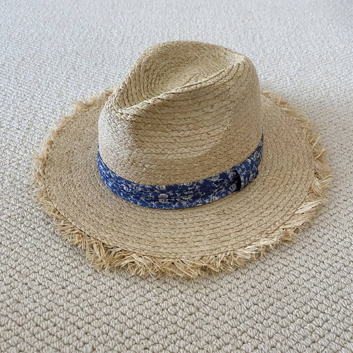 Summer large brim fur-edged straw hat_CWAH3470