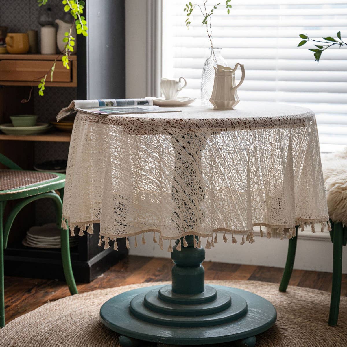 FOREST STYLE PASTORAL CROCHET COVER DINING TABLE