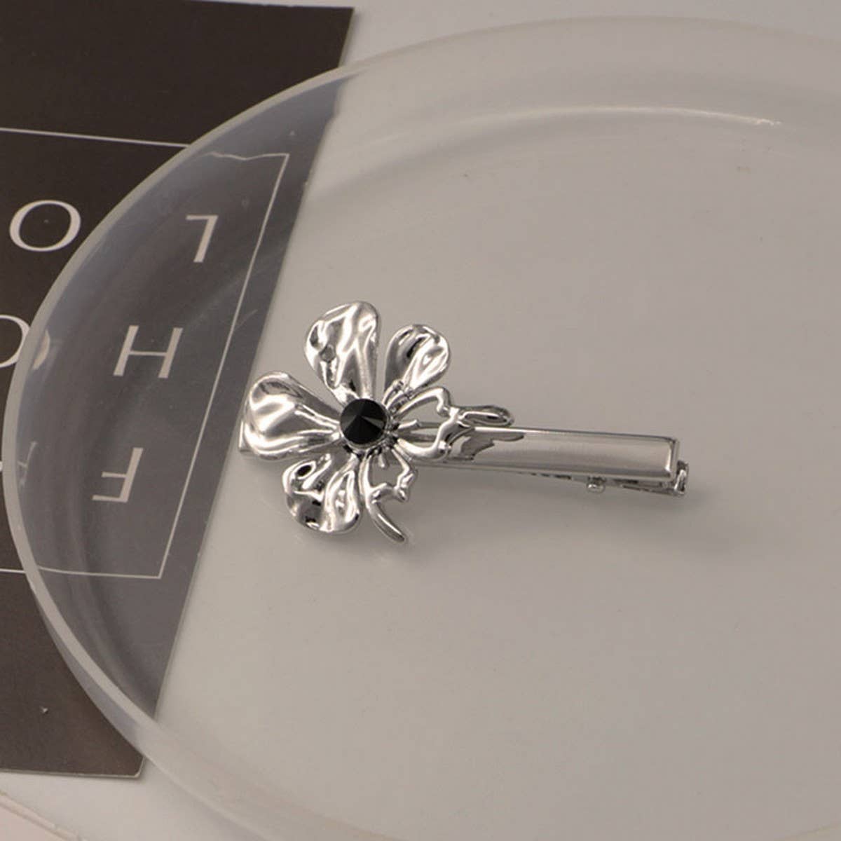 METAL ROSE HAIRPIN SIDE BANGS DUCKBILL CLIP