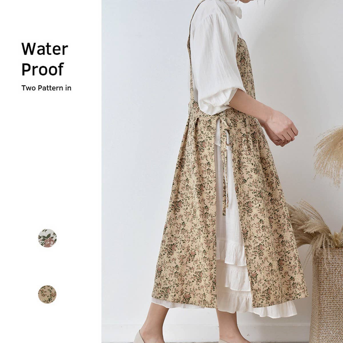 Cotton Floral Print Aprons with pockets vintage