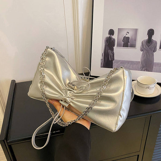 CHAIN PLEATED BAG VERSATILE SHOULDER BAG_CWAB2088