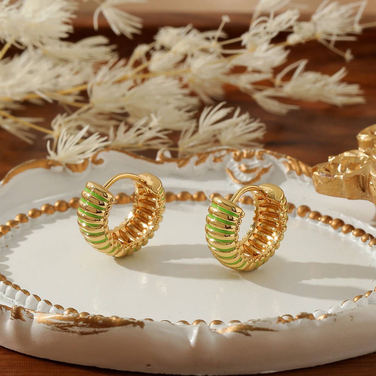 PERSONALIZED COLORFUL STRIPED OIL DROP EARRINGS_CWMM3608