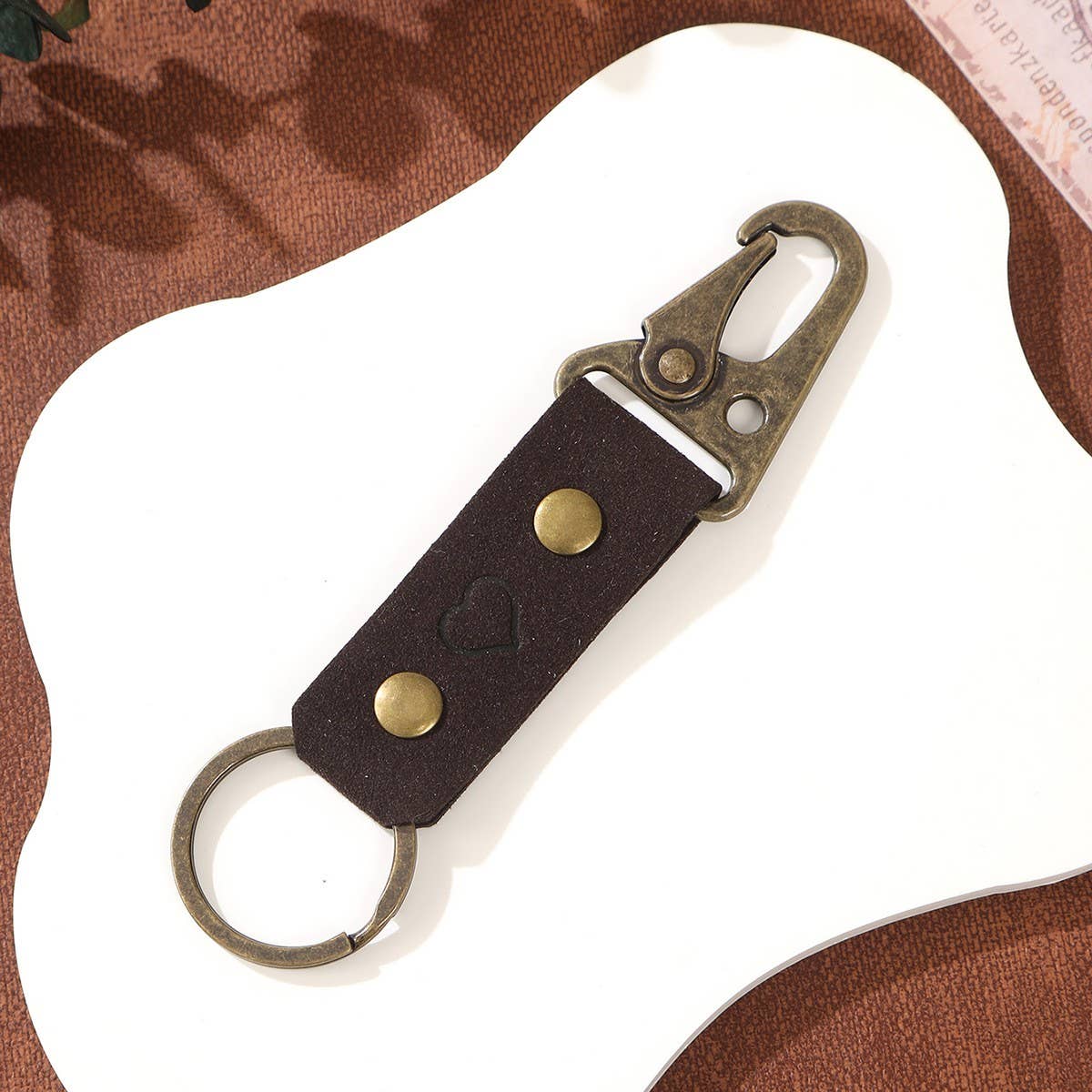 VINTAGE LEOPARD WEAVE LEATHER KEYCHAIN PENDANT