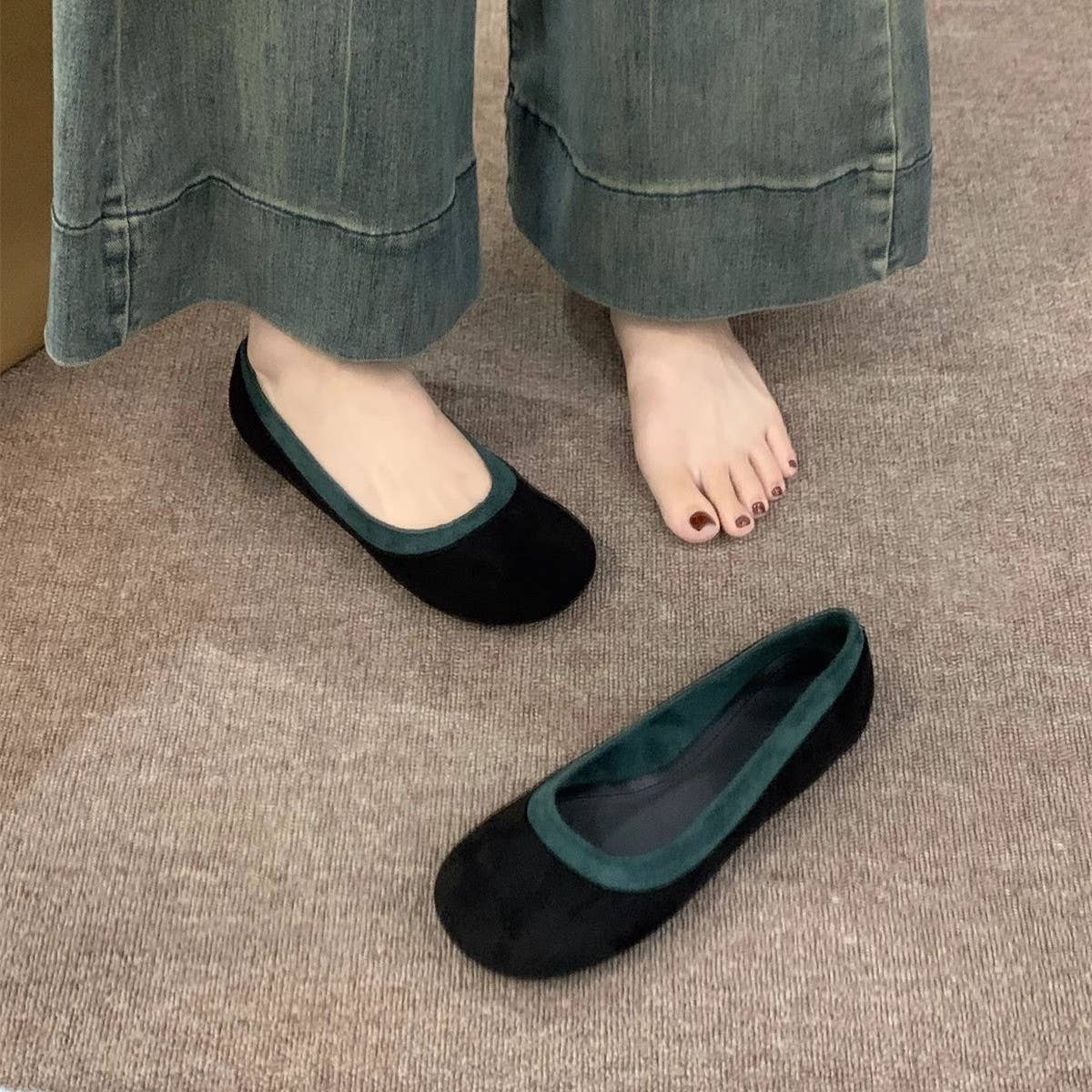 Black Suede Round Toe Loafers for Daily Wear_CWSHF0166