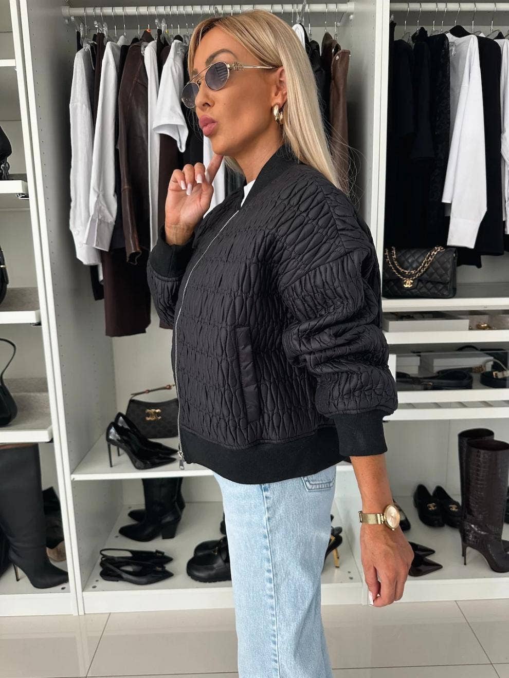 EMBROIDERED SHORT ZIPPER JACKET QUILTED JACKET