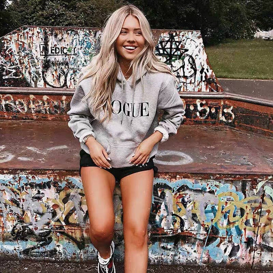 Simple letter print loose basic hoodie