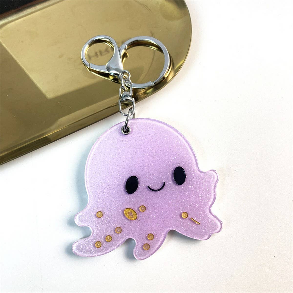 Creative Octopus Round Mirror Keychain Acrylic
