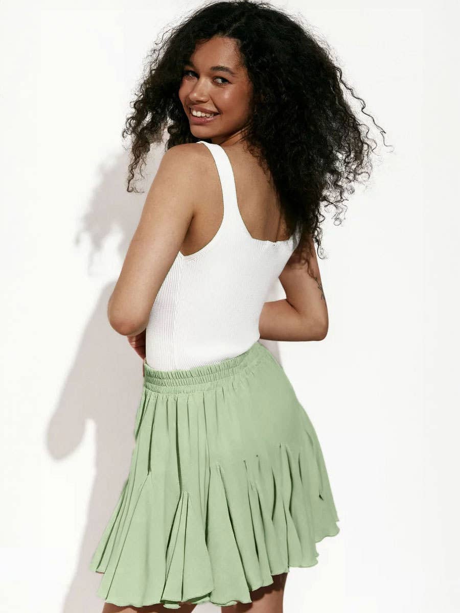 Y2K street fashion patchwork mini pleated skirt