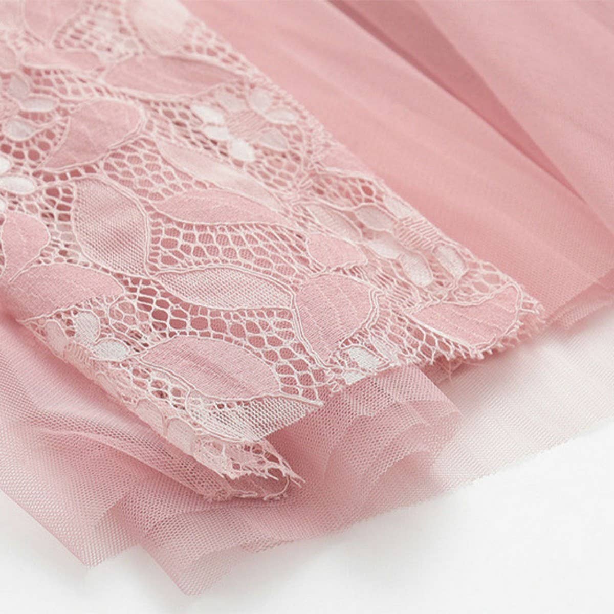 Lace Bow Tie Tulle Skirt with Embroidered Details