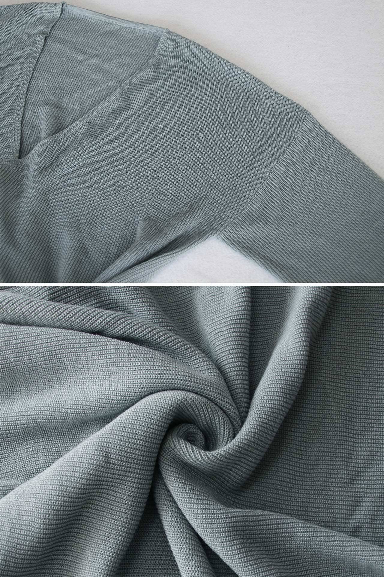 LACE-UP CROSS V-NECK LONG SLEEVE KNIT CARDIGAN