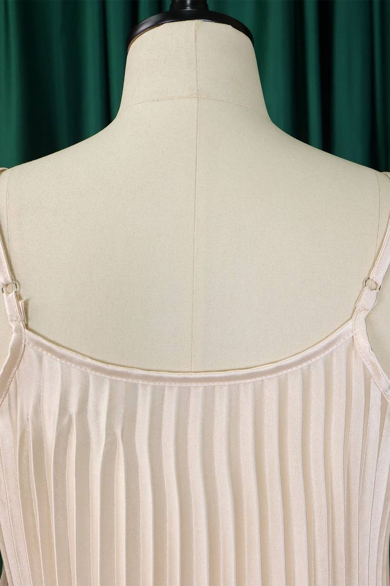 CWDMD1722_PLUS SIZE SLING PLEATED LONG DRESS