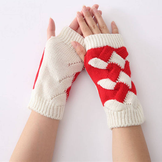BRAIDED COLORBLOCK FINGERLESS GLOVES_CWAG0114