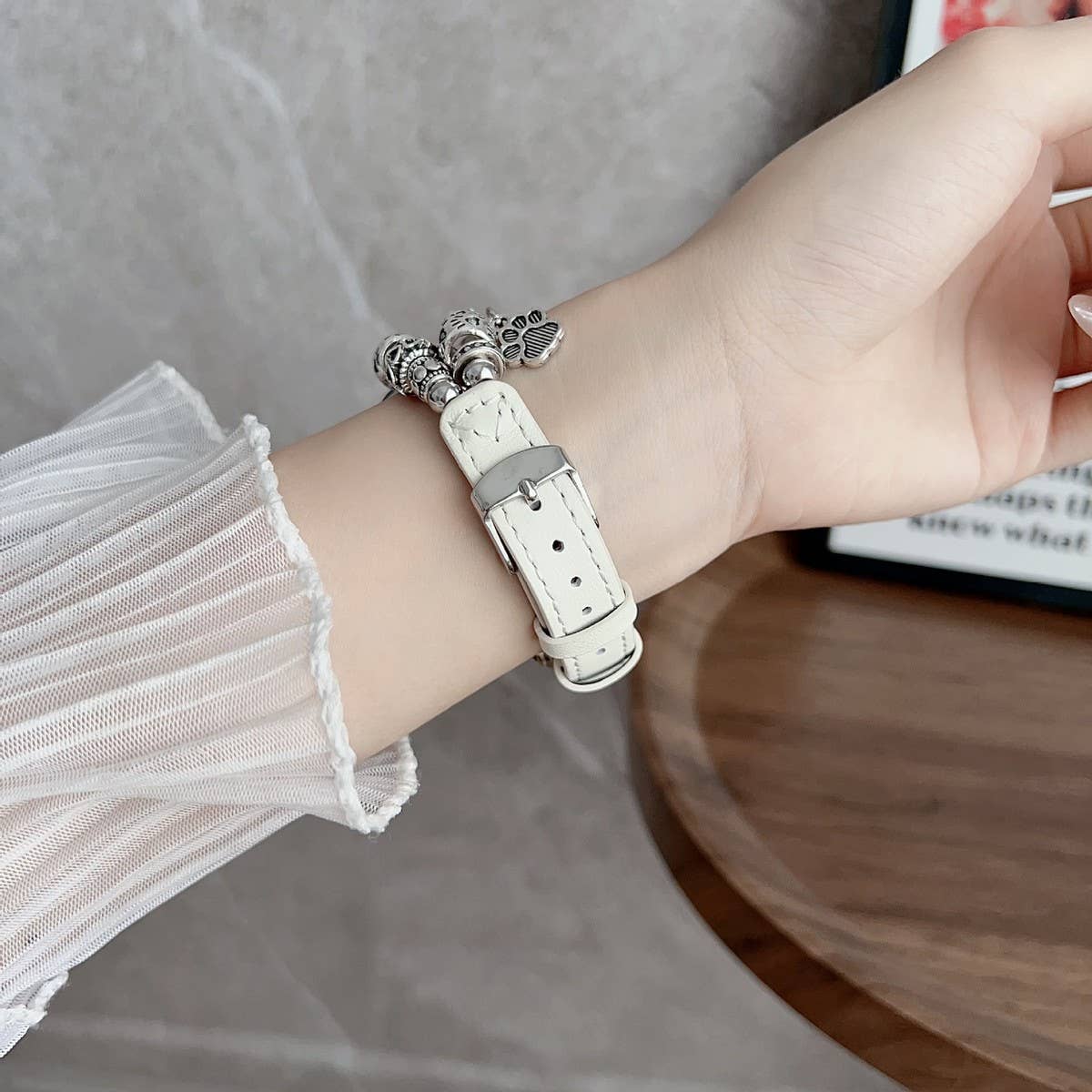 IWATCH9-1 SE DOG PAW ORNAMENT GENUINE LEATHER STRAP
