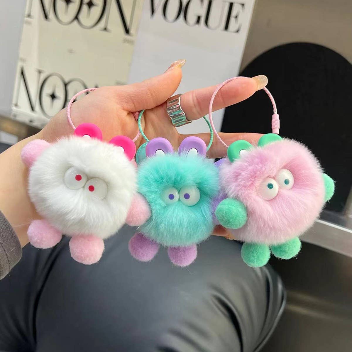 CUTE SMALL COAL BALL BAG PENDANT CAR KEYCHAIN