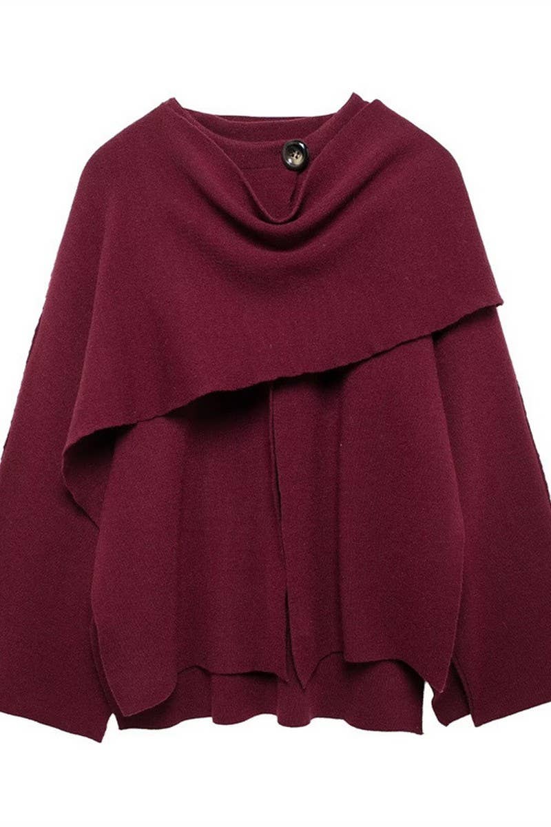 CWOCO1095_SOLID COLOR TEMPERAMENT CAPE STYLE LOOSE COAT