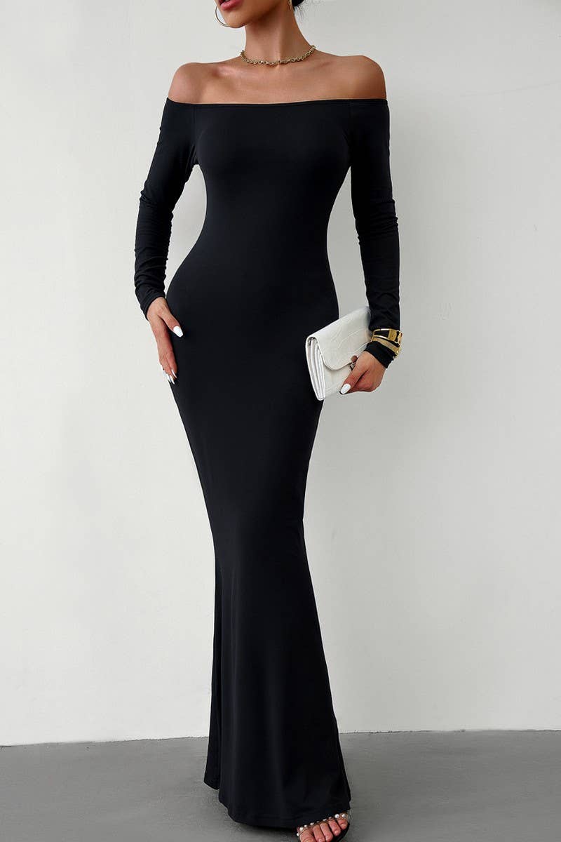 CWDMD1103_Off Shoulder Bodycon Maxi Evening Dress