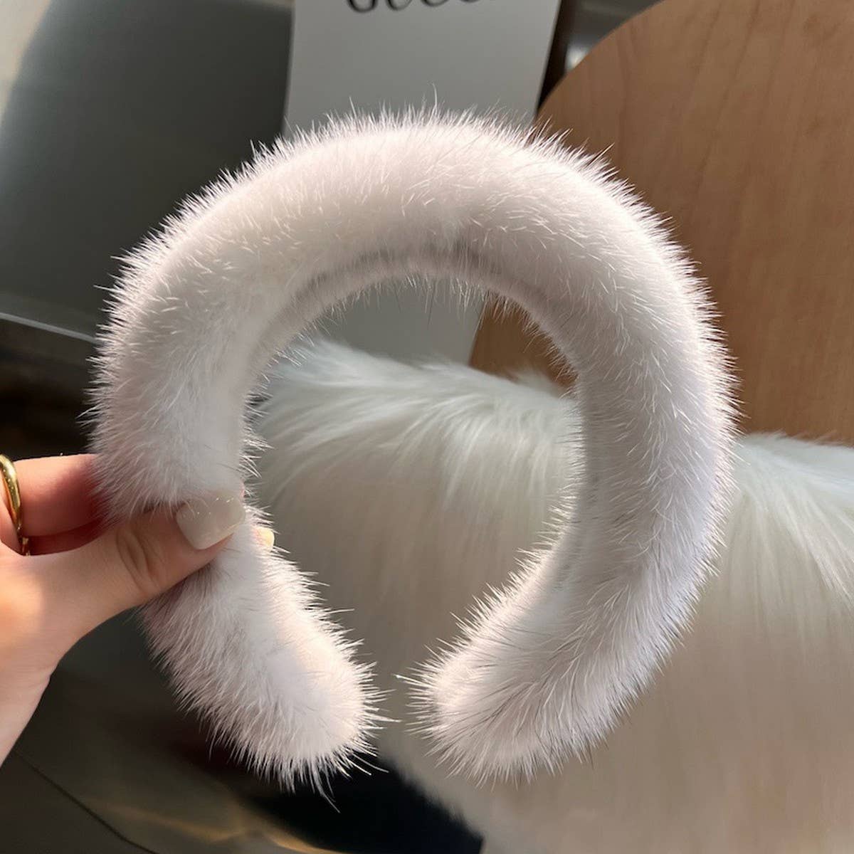 SOLID COLOR WINTER FUR HAIRBAND HEADBAND HEADDRESS_CWAHA3322
