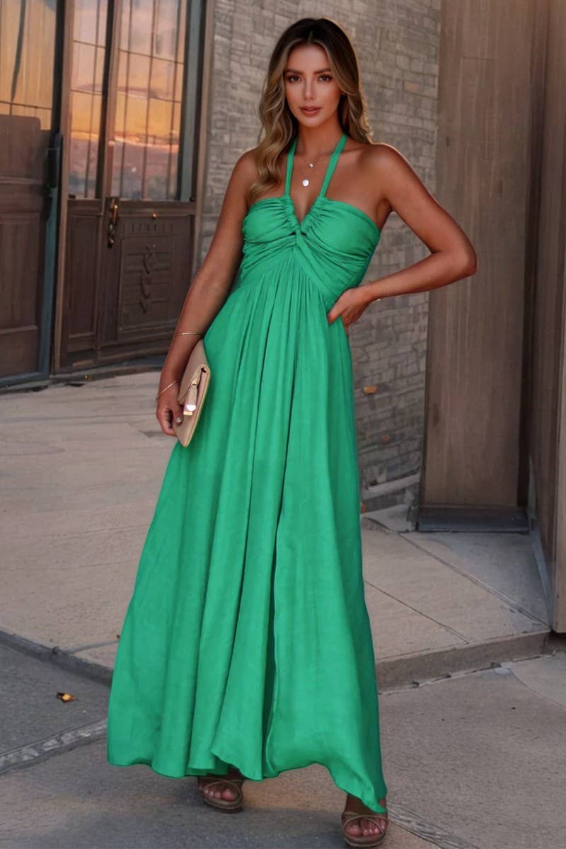 CWDHL1053_SEXY BACKLESS HALTER WAIST SLIT MAXI DRESS