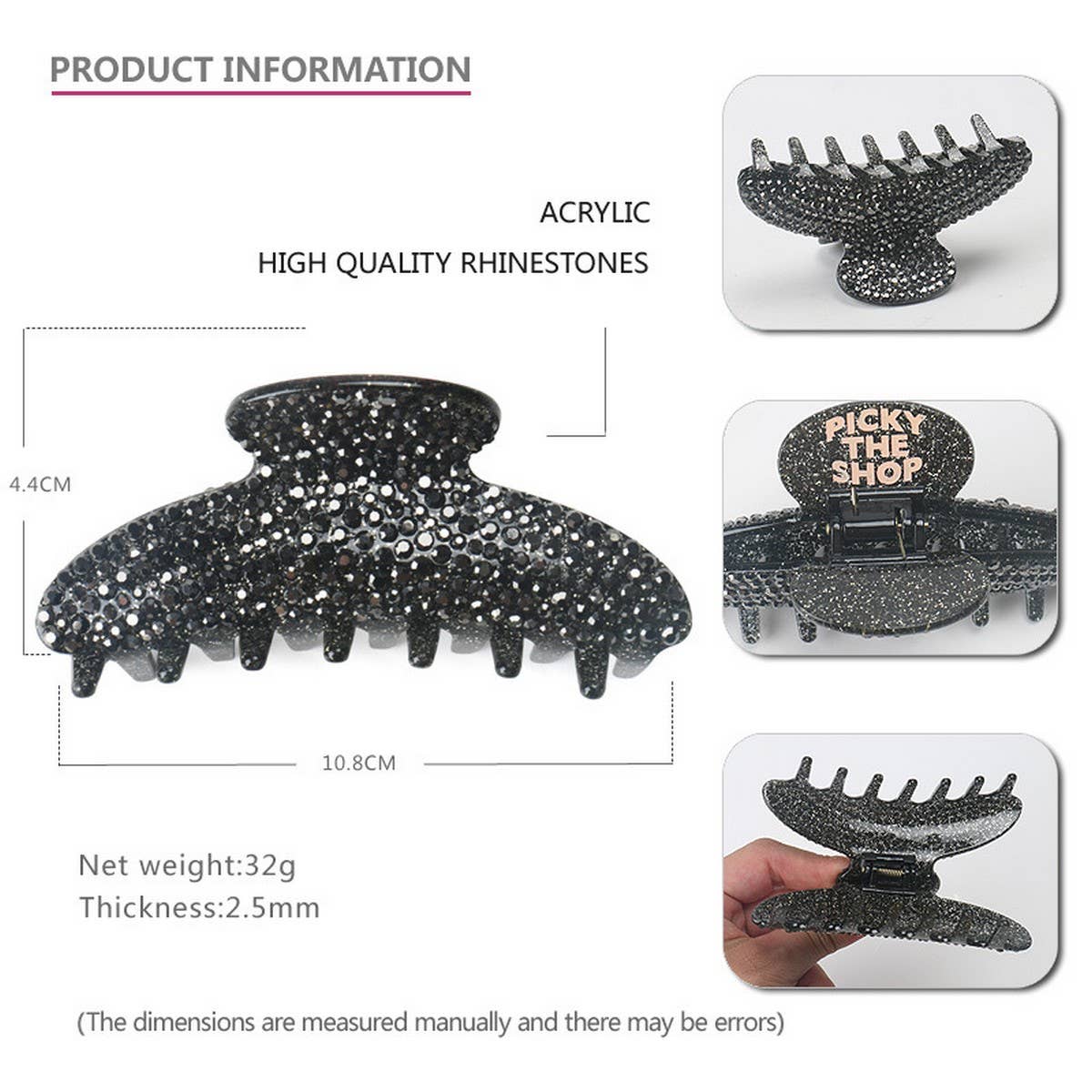 FULL DIAMOND ACRYLIC GRAB CLIP DIAMOND SHARK CLIP