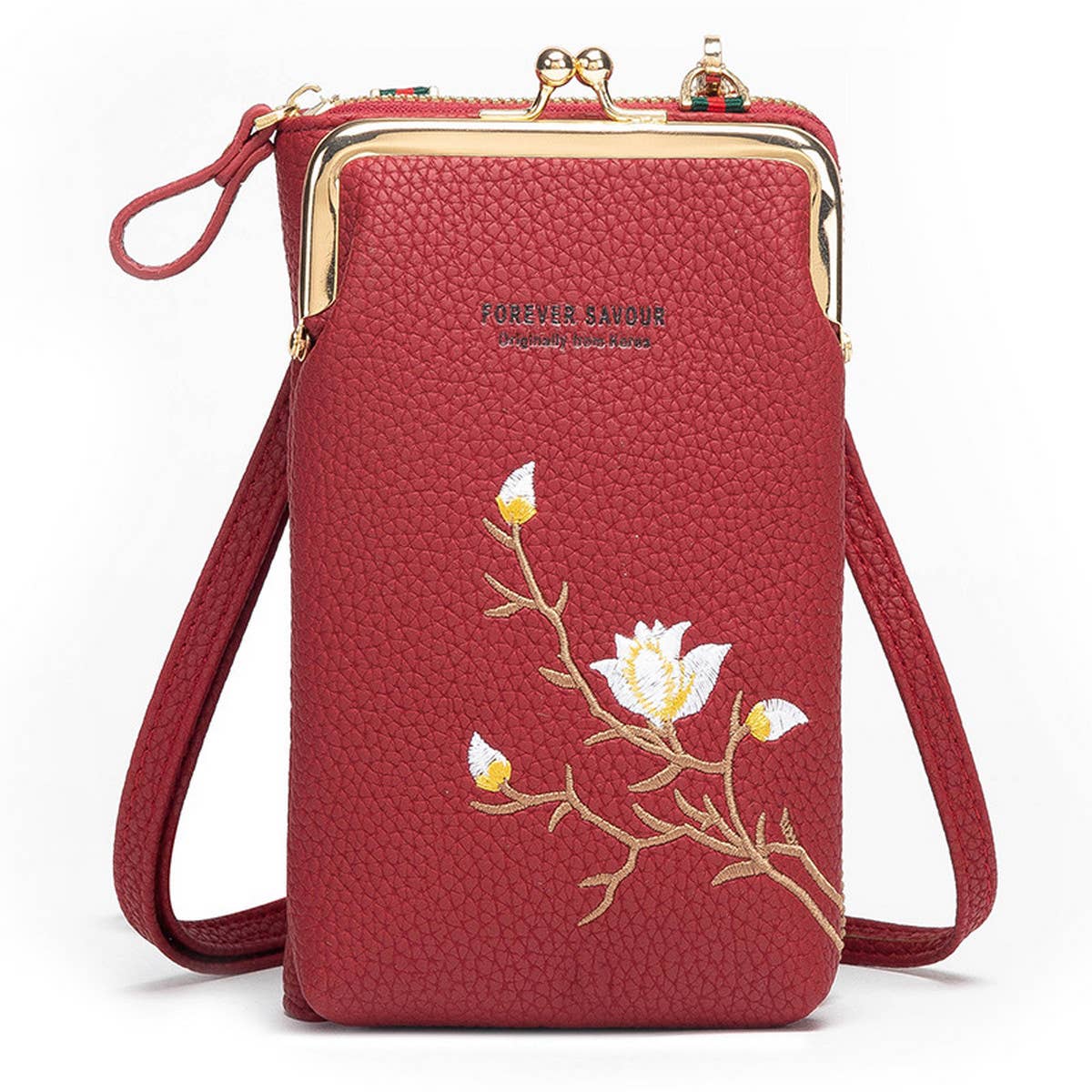 EMBROIDERED MINI CELL PHONE CROSSBODY BAG WALLET_CWAB1634