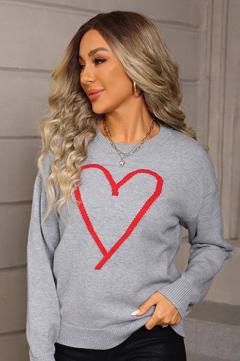CWOSWL07589_HEART JACQUARD VALENTINE'S DAY KNIT TOP