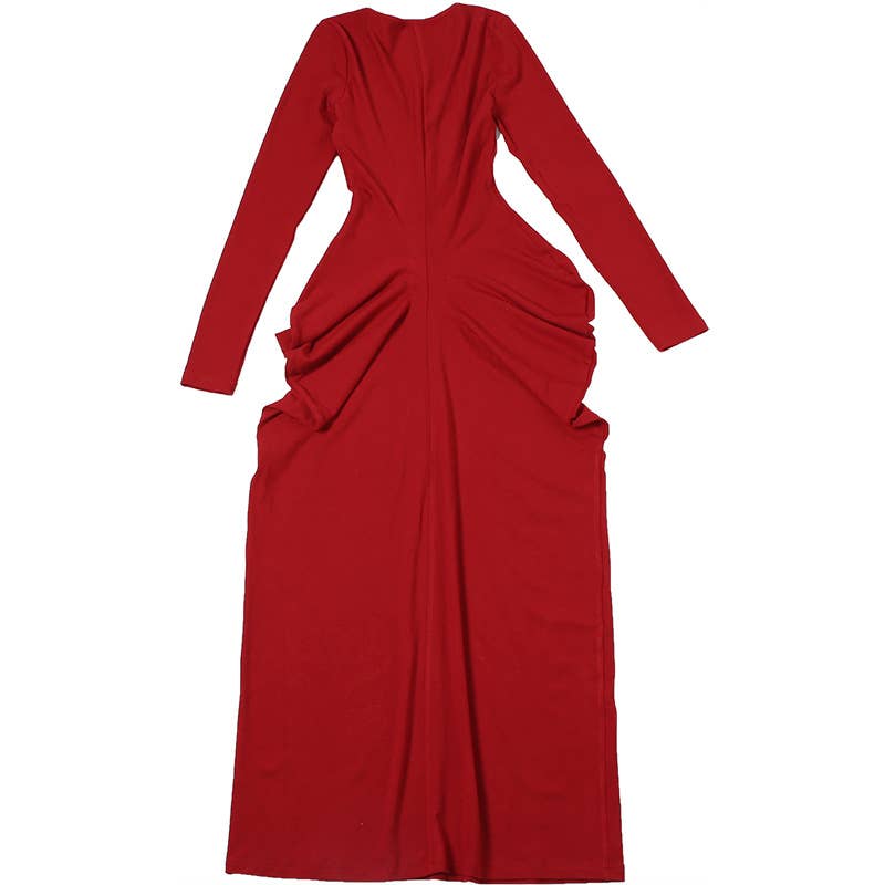 SEXY V-NECK HIGH-WAISTED SLIM DRESS WITH HIP WRAP